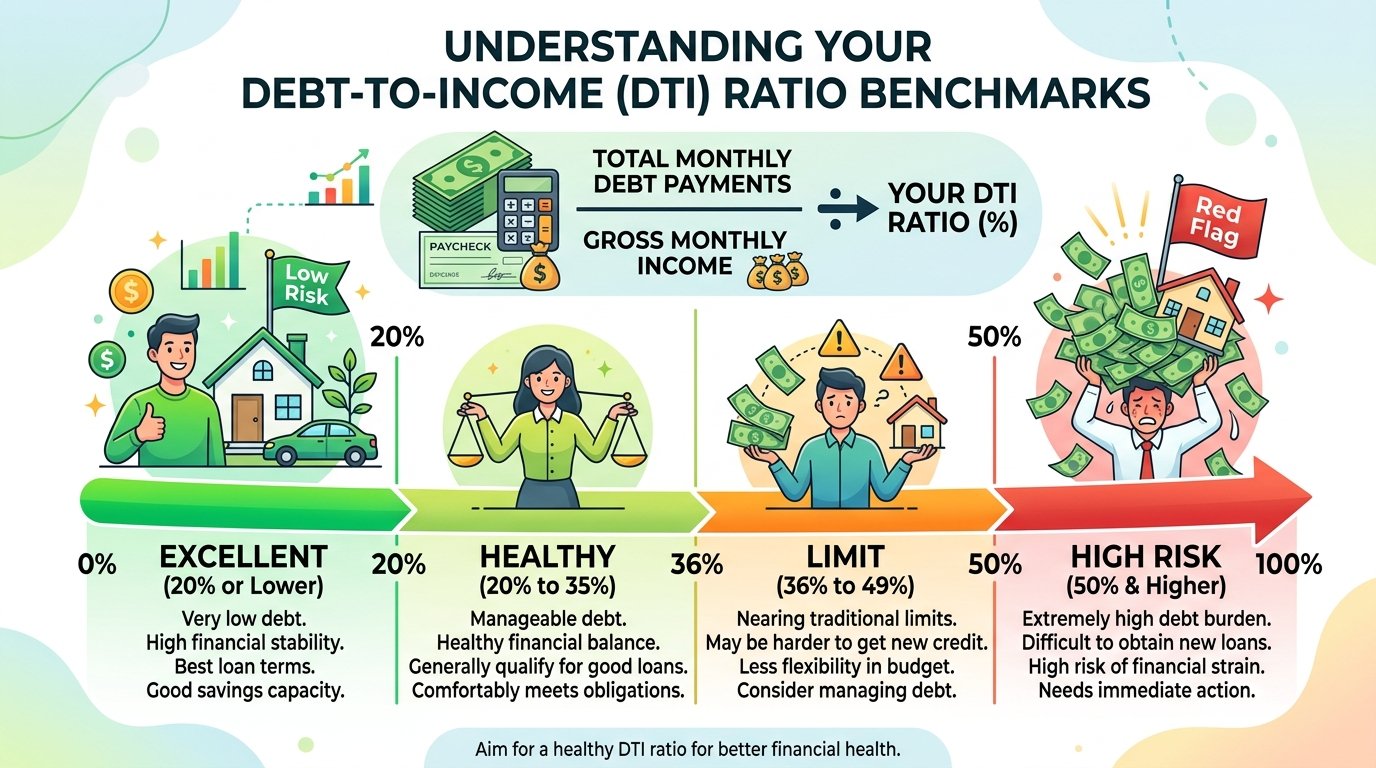 DTI Ratio Ranges Infographic Chart