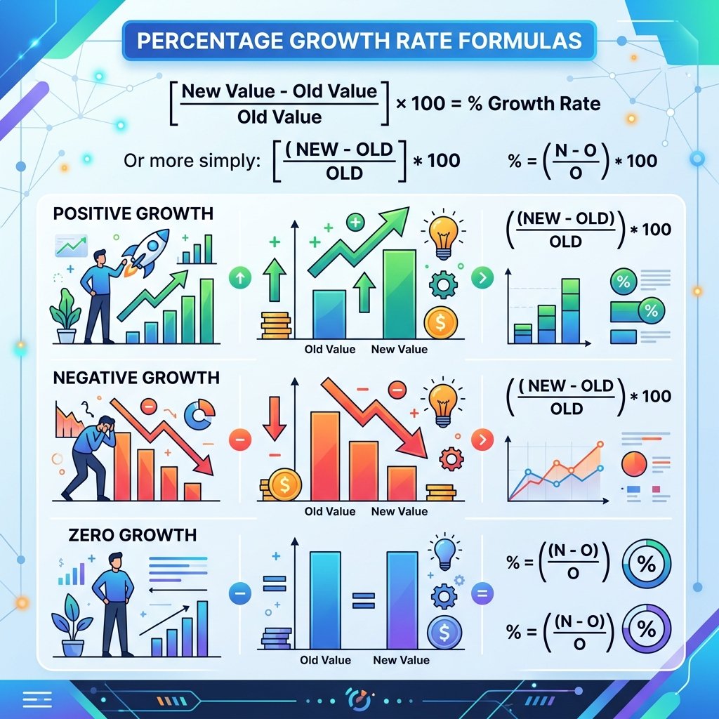 Original value vs new value growth rate formula diagram