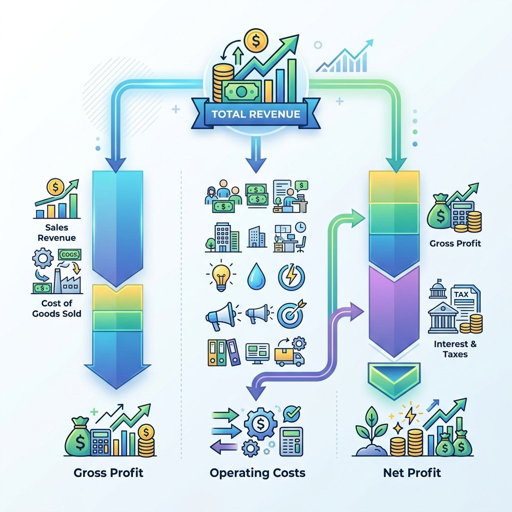 Gross profit vs Net profit margin layers