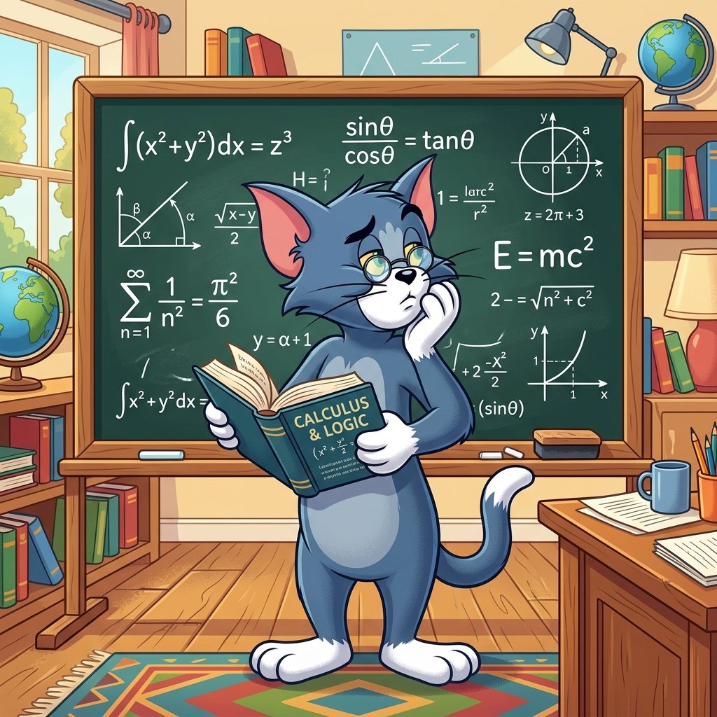 Tom studying math