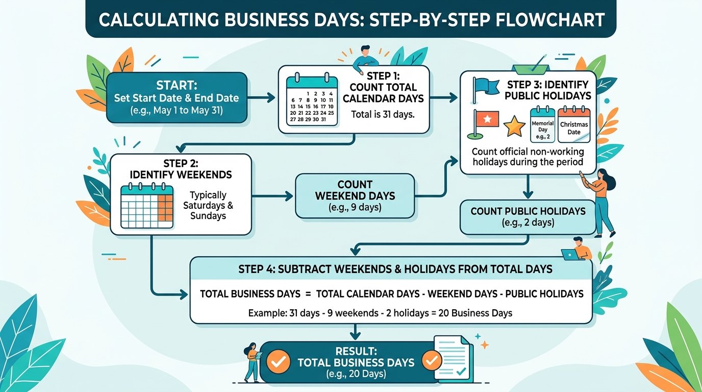 Working Days Calculation Flowchart Infographic